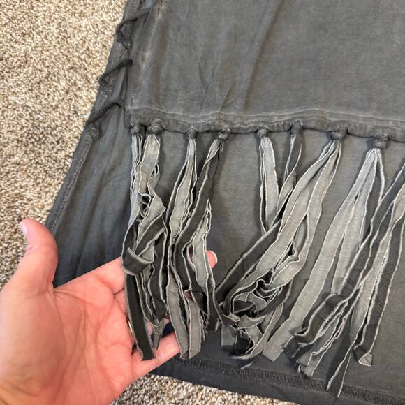 POL Women's Size Medium Side Slit Fringed Sleeveless Cowl Neck Top Grunge Y2K - Picture 5 of 11